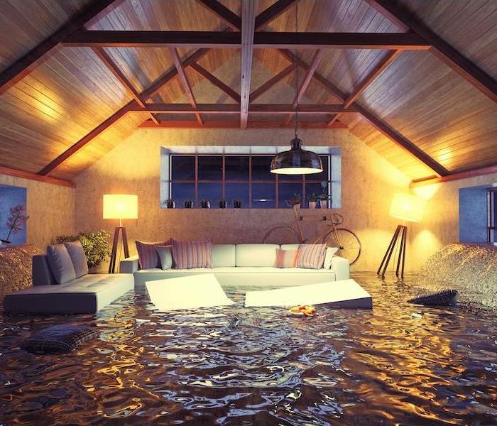 Attic with flood water